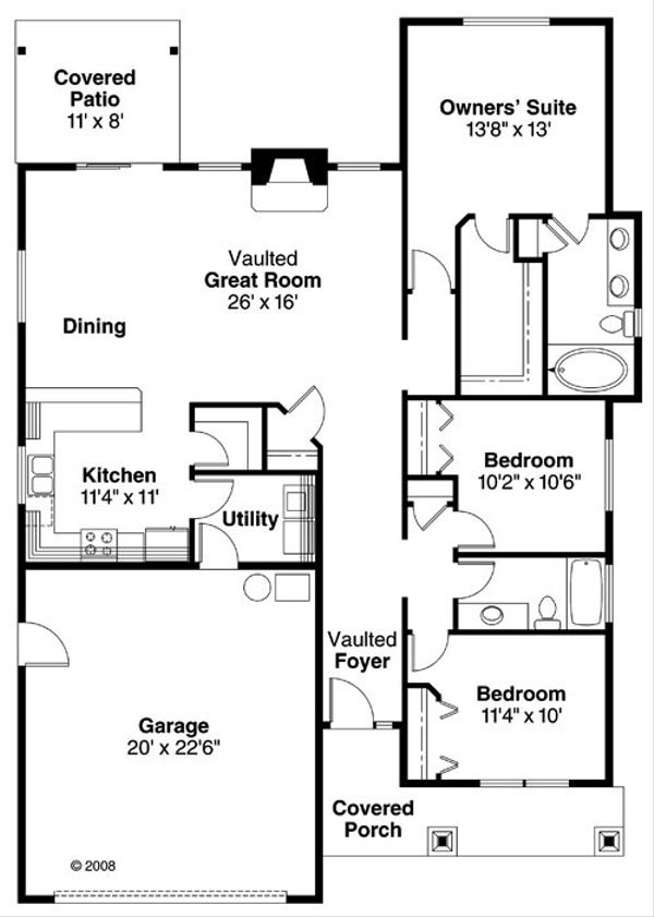 Architectural House Design - Traditional Floor Plan - Main Floor Plan #124-762