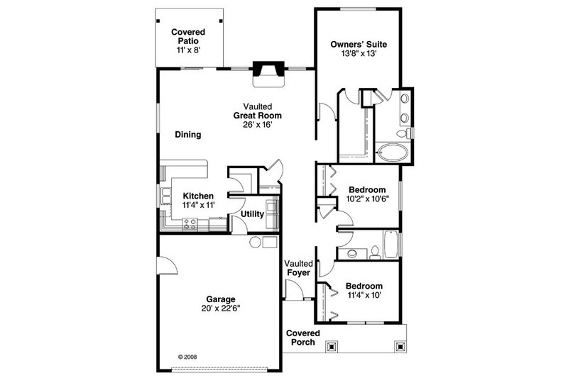 House Plan Design - Floor Plan - Main Floor for Traditional House Plan #124-762 - 3 bed, 2 bath