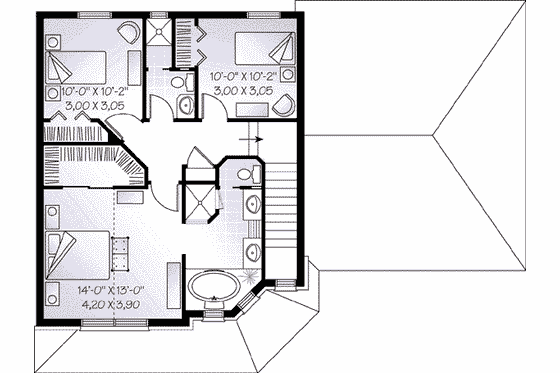 Floor Plan - Upper Floor for Traditional House Plan #23-594 - 3 bed, 2.5 bath