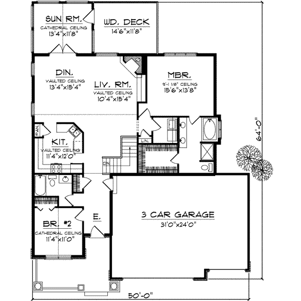 Home Plan - Ranch Floor Plan - Main Floor Plan #70-690