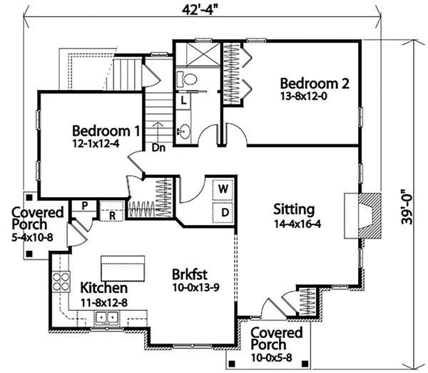 House Blueprint - Cottage Floor Plan - Main Floor Plan #22-573