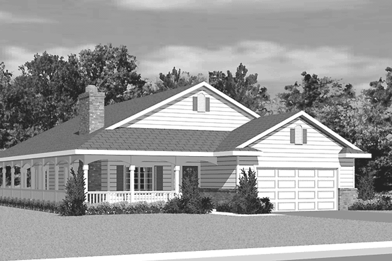 Home Plan - Exterior - Front Elevation for Country House Plan #72-1081 - 3 bed, 2 bath