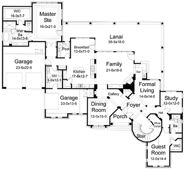Mediterranean Floor Plan - Main Floor Plan #120-218