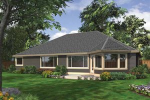 Exterior - Rear Elevation for Ranch House Plan #132-544 - 3 bed, 3 bath