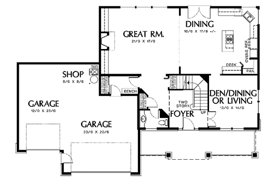 Floor Plan - Main Floor for Craftsman House Plan #48-845 - 4 bed, 2.5 bath