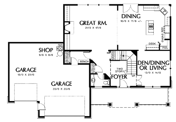 House Design - Craftsman Floor Plan - Main Floor Plan #48-845