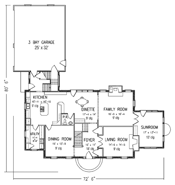 Architectural House Design - Classical Floor Plan - Main Floor Plan #994-20