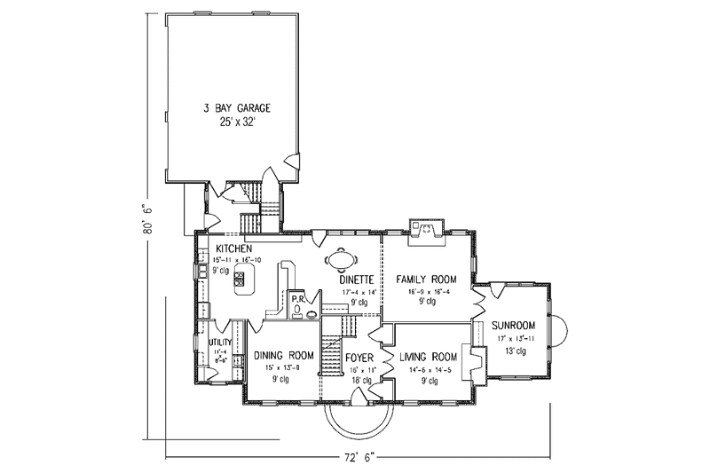 Dream House Plan - Floor Plan - Main Floor for Classical House Plan #994-20 - 5 bed, 3.5 bath