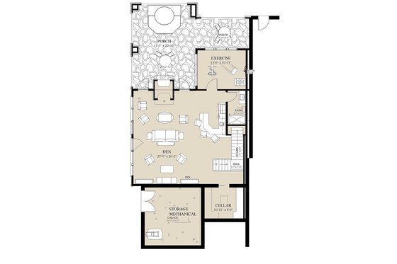 Floor Plan - Lower Floor for Craftsman House Plan #921-3 - 5 bed, 6.5 bath