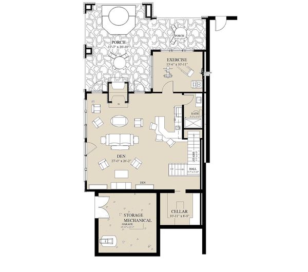 Craftsman Floor Plan - Lower Floor Plan #921-3