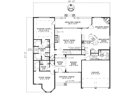 Floor Plan - Main Floor for Traditional House Plan #17-2132 - 4 bed, 3 bath