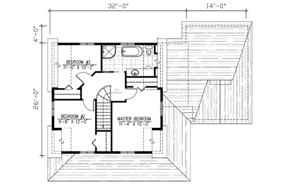 Floor Plan - Upper Floor for Country House Plan #138-242 - 3 bed, 1.5 bath