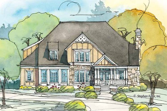 Exterior - Front Elevation 3 for Country House Plan #429-374 - 4 bed, 3.5 bath