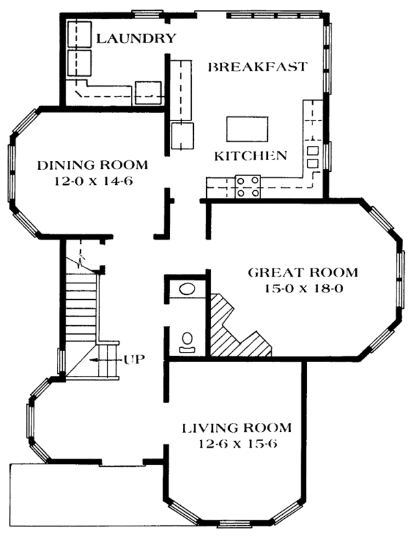 Architectural House Design - Victorian Floor Plan - Main Floor Plan #1014-30