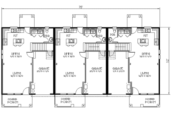 Floor Plan - Main Floor for Craftsman House Plan #423-8 - 3 bed, 2.5 bath