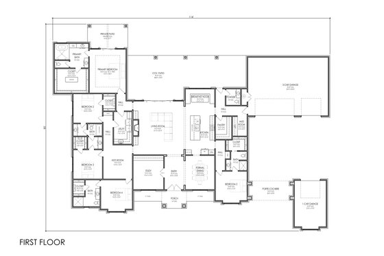 Floor Plan - Main Floor for European House Plan #1119-22 - 5 bed, 4.5 bath