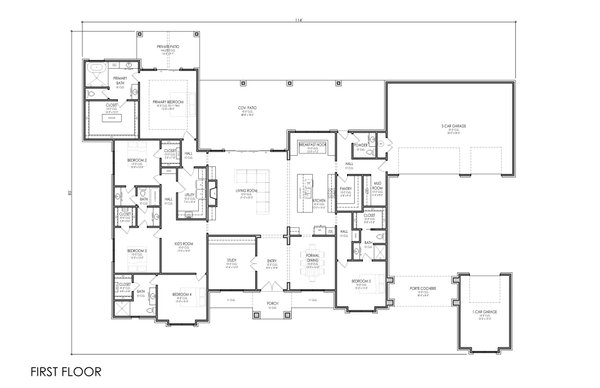 Architectural House Design - Floor Plan - Main Floor for European House Plan #1119-22 - 5 bed, 4.5 bath