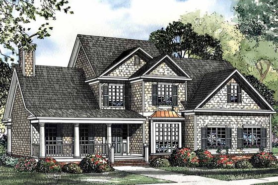 Exterior - Front Elevation 3 for Country House Plan #17-3116 - 5 bed, 3 bath