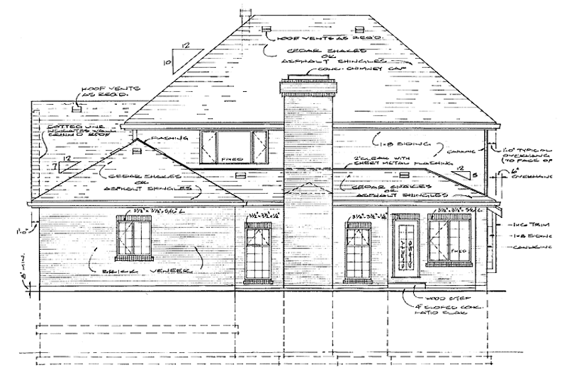 Home Plan - Exterior - Rear Elevation for Colonial House Plan #47-776 - 4 bed, 2.5 bath