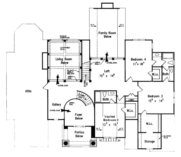 Architectural House Design - Classical Floor Plan - Upper Floor Plan #927-142