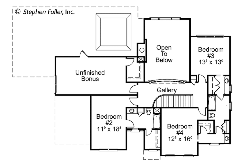 Home Plan - Floor Plan - Upper Floor for Colonial House Plan #429-406 - 4 bed, 3.5 bath