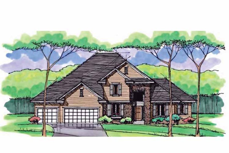 Home Plan - Exterior - Front Elevation 3 for Colonial House Plan #51-1038 - 4 bed, 2.5 bath