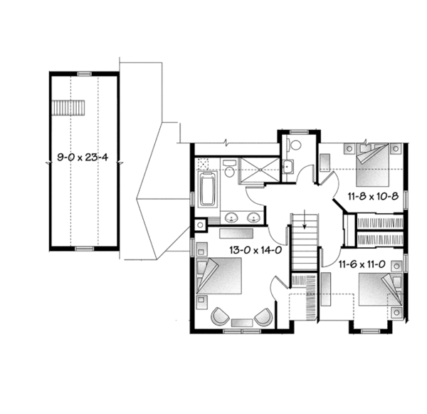 House Plan Design - Country Floor Plan - Upper Floor Plan #23-2561