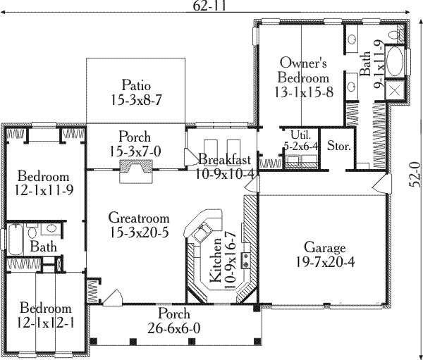 House Plan Design - Ranch Floor Plan - Main Floor Plan #406-241