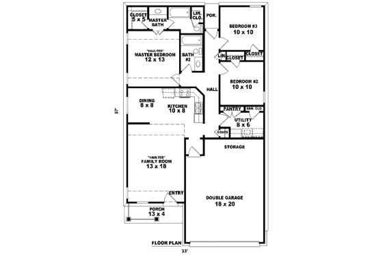 Floor Plan - Main Floor for Traditional House Plan #81-13635 - 3 bed, 2 bath