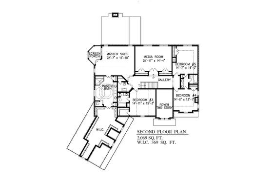 Floor Plan - Upper Floor for Traditional House Plan #54-567 - 5 bed, 4.5 bath