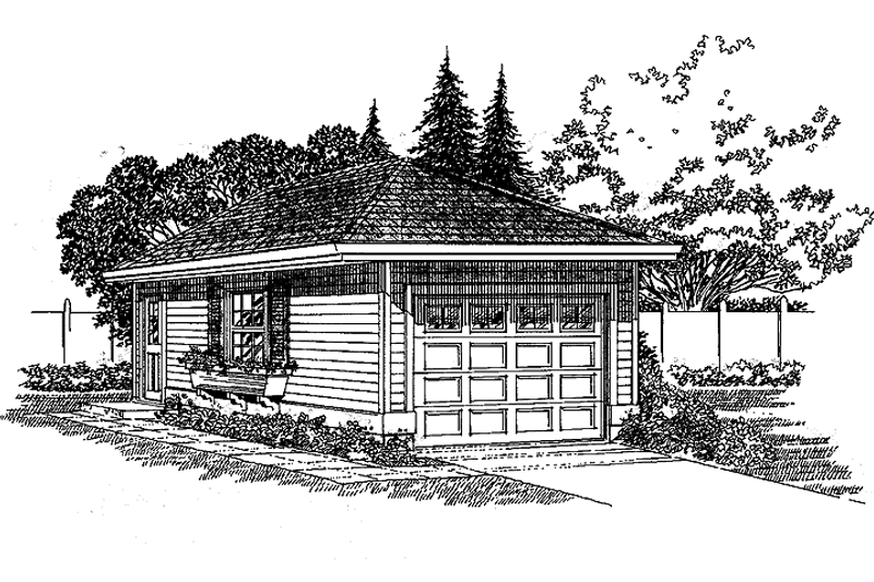 Architectural House Design - Prairie Exterior - Front Elevation Plan #47-1057