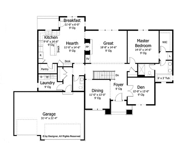 Architectural House Design - European Floor Plan - Main Floor Plan #51-984