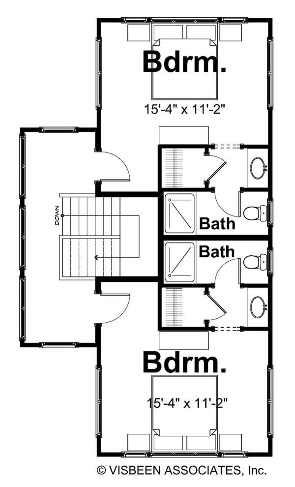 Traditional Floor Plan - Upper Floor Plan #928-105