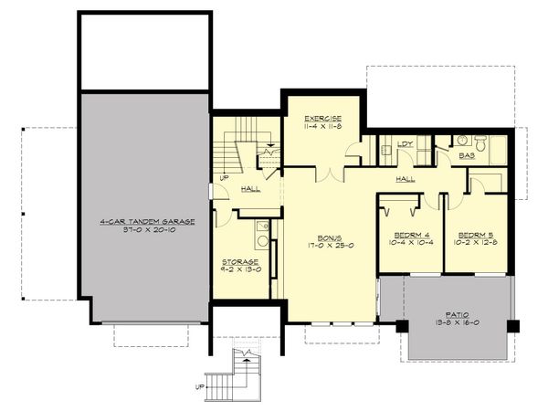 House Blueprint - Contemporary Floor Plan - Lower Floor Plan #132-226