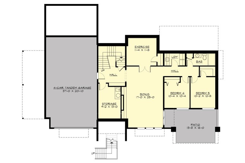 Dream House Plan - Floor Plan - Lower Floor for Contemporary House Plan #132-226 - 4 bed, 3 bath
