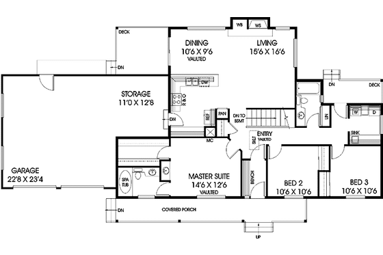 Floor Plan - Main Floor for Country House Plan #60-840 - 3 bed, 2 bath