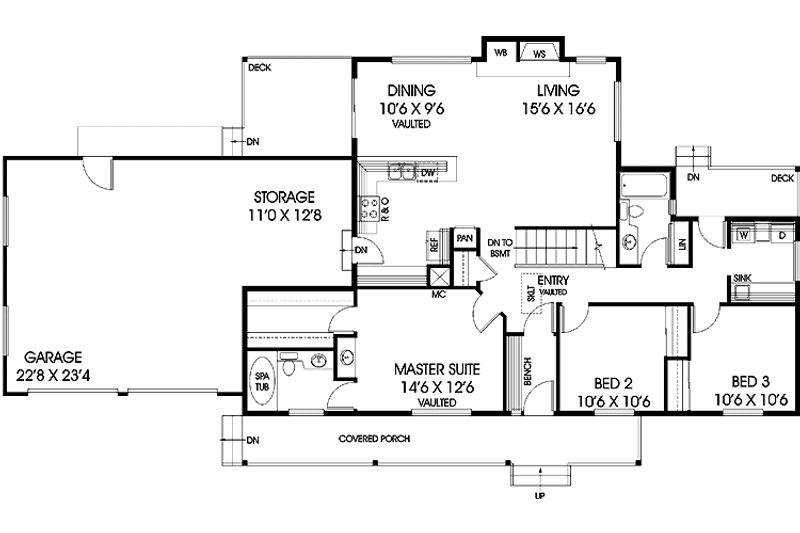 Dream House Plan - Floor Plan - Main Floor for Country House Plan #60-840 - 3 bed, 2 bath
