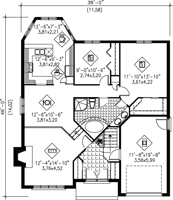 House Plan Design - Traditional Floor Plan - Main Floor Plan #25-1150