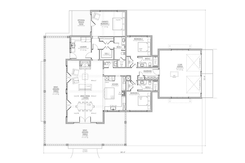 House Design - Floor Plan - Main Floor for Farmhouse House Plan #1094-26 - 3 bed, 3.5 bath