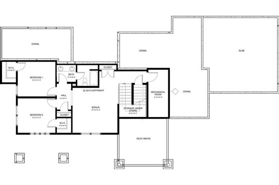 Floor Plan - Lower Floor for Craftsman House Plan #895-49 - 3 bed, 2.5 bath