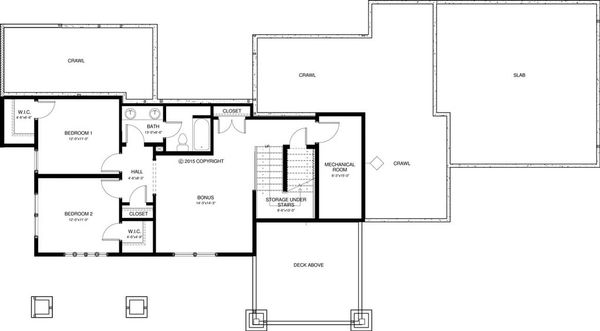 Craftsman Floor Plan - Lower Floor Plan #895-49