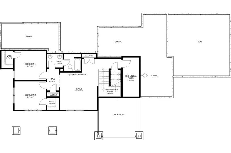 House Blueprint - Floor Plan - Lower Floor for Craftsman House Plan #895-49 - 3 bed, 2.5 bath