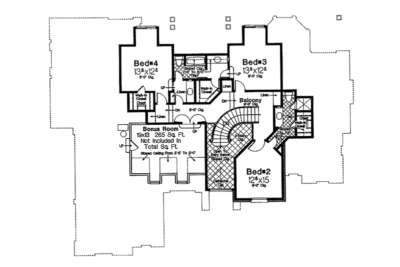 House Blueprint - Floor Plan - Upper Floor for Country House Plan #310-1094 - 4 bed, 3.5 bath