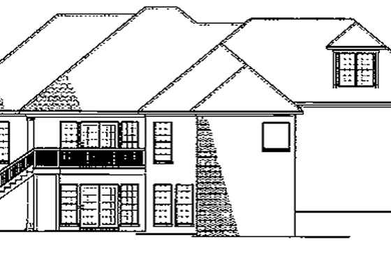 Exterior - Rear Elevation for European House Plan #17-2711 - 3 bed, 2 bath