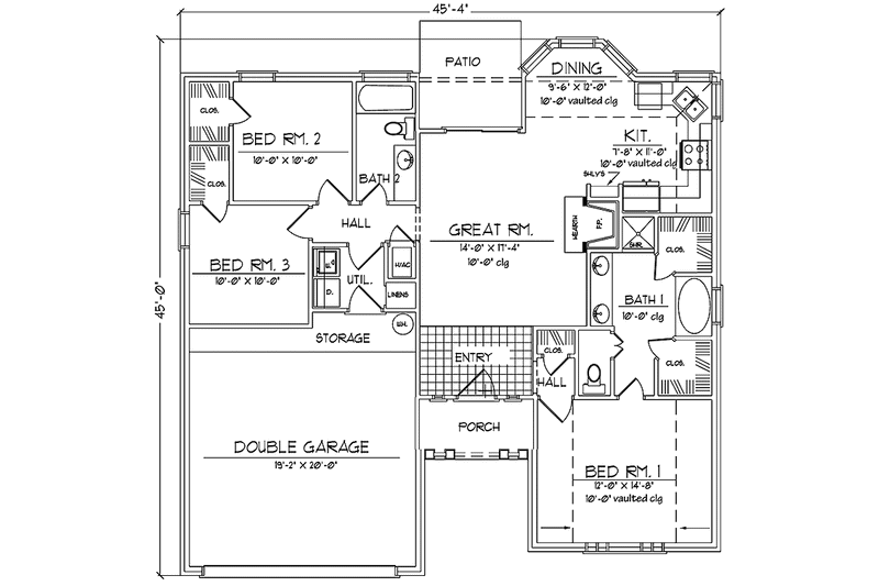 Home Plan - Floor Plan - Main Floor for Country House Plan #42-601 - 3 bed, 2 bath