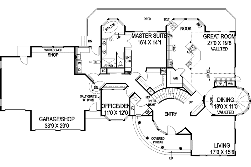 Home Plan - Floor Plan - Main Floor for Country House Plan #60-727 - 5 bed, 4.5 bath