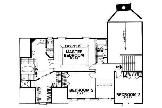 Floor Plan - Upper Floor for Colonial House Plan #56-672 - 3 bed, 2.5 bath