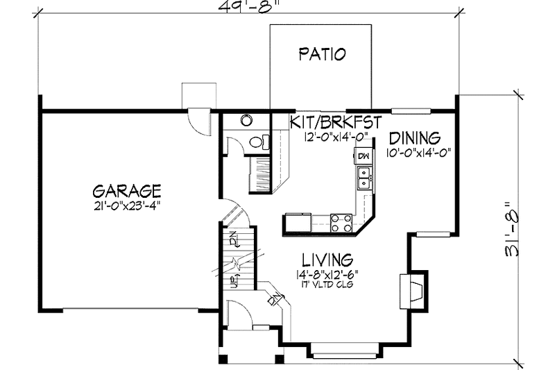 House Blueprint - Floor Plan - Main Floor for Traditional House Plan #320-591 - 4 bed, 2.5 bath