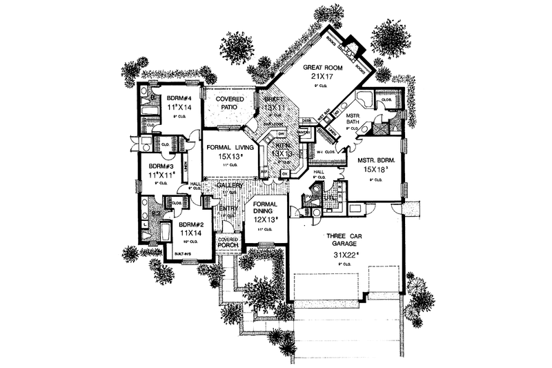 Home Plan - Floor Plan - Main Floor for Country House Plan #310-1135 - 4 bed, 3.5 bath