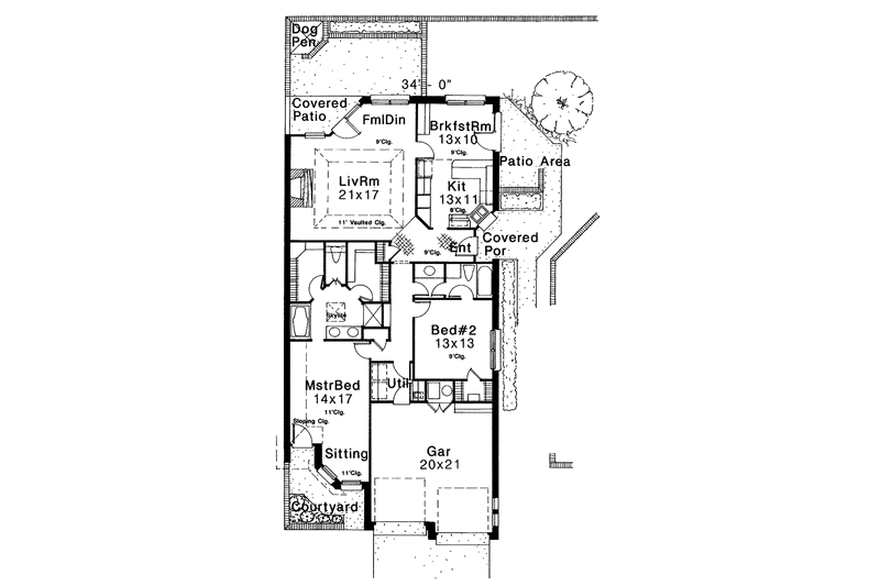 Home Plan - Floor Plan - Main Floor for Craftsman House Plan #310-1079 - 2 bed, 2 bath